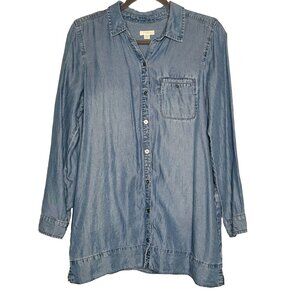 J. Jill‎ Denim Women's Small Button Front Chambray Blouse Long Sleeve